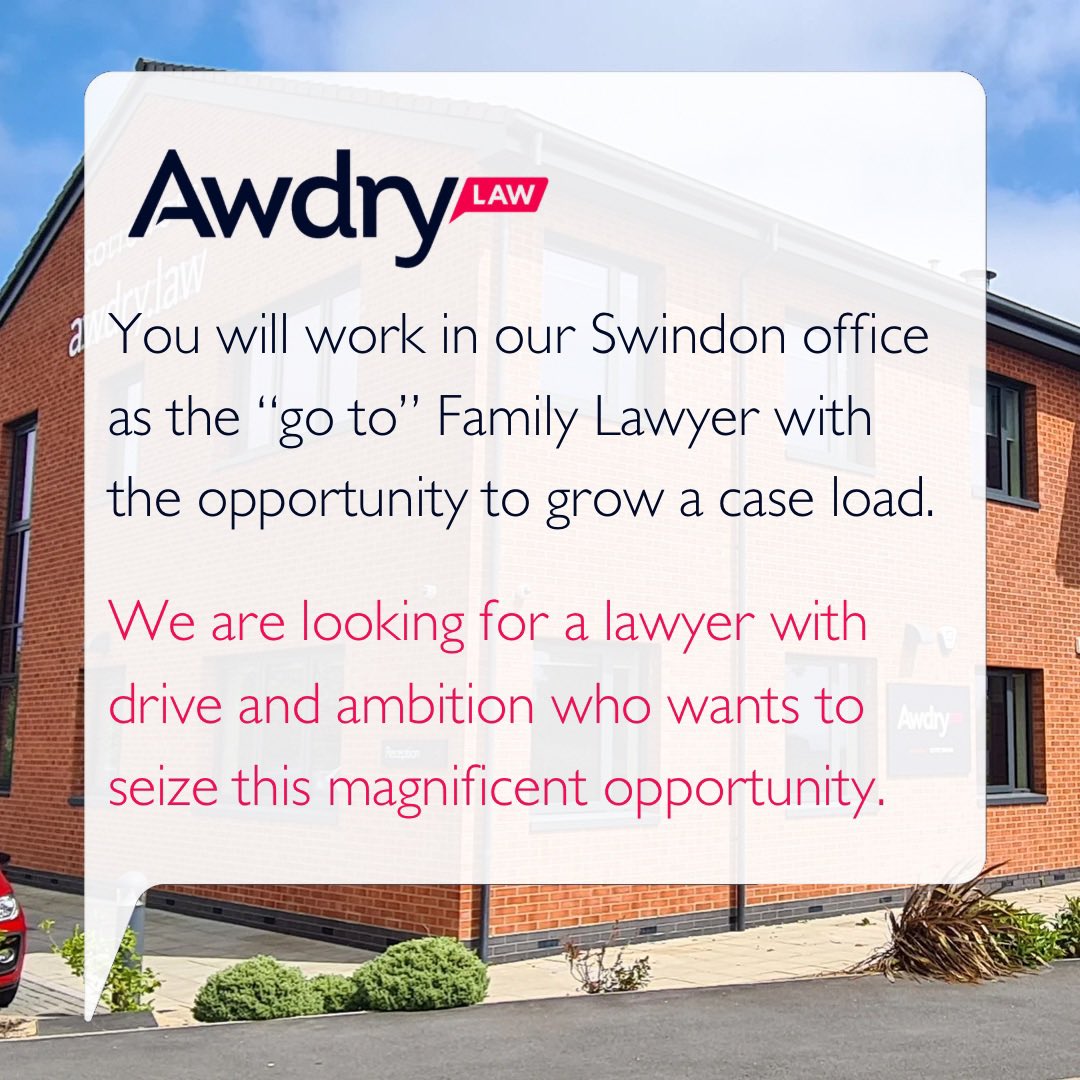 New and exciting opportunity. 🌟 

If you are an enthusiastic Family Lawyer looking for a new opportunity, we have the perfect role for you. 

📧 recruitment@awdry.law

awdry.law/careers/vacanc… #swindon #familylawyer #legalcareers