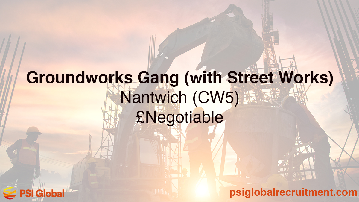Job Alert: Our Civils team are recruiting a 3-person Groundworks/Street Works Gang in the Nantwich area starting 7 May. Contact James on 07407866773 to discuss further, or visit our website to apply now 👉 ow.ly/wYix50Rp56a @JCPinCheshire #NantwichJobs #ConstructionJobs