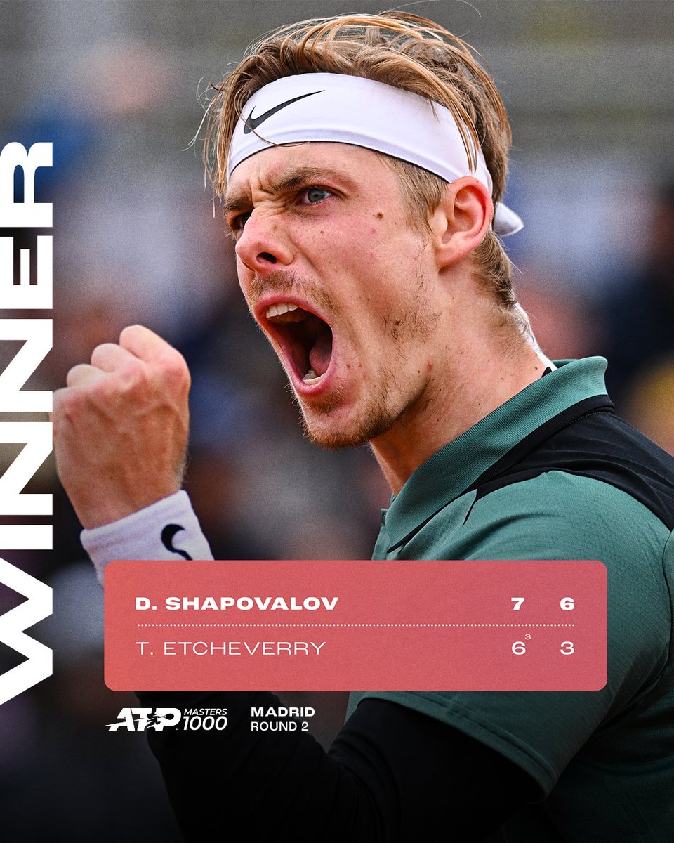 Momentum shift from Shapo 💪 The resurgent @denis_shapo navigates past Etcheverry into the Last 32 @MutuaMadridOpen | #MMOPEN