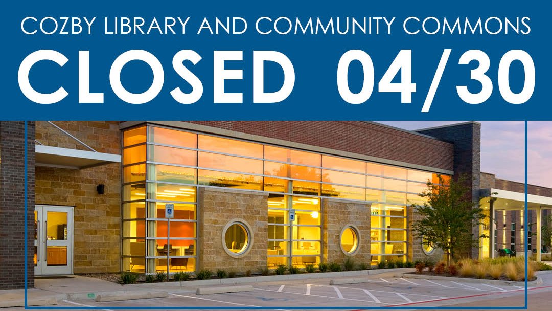 The Cozby Library and Community Commons will be closed on Tuesday, April 30 for a staff development day. We will reopen on Wednesday, May 1 at 10 am.

Don't forget the cloudLibrary app is available 24/7! Borrow and listen to books even when we are closed. 📚📱