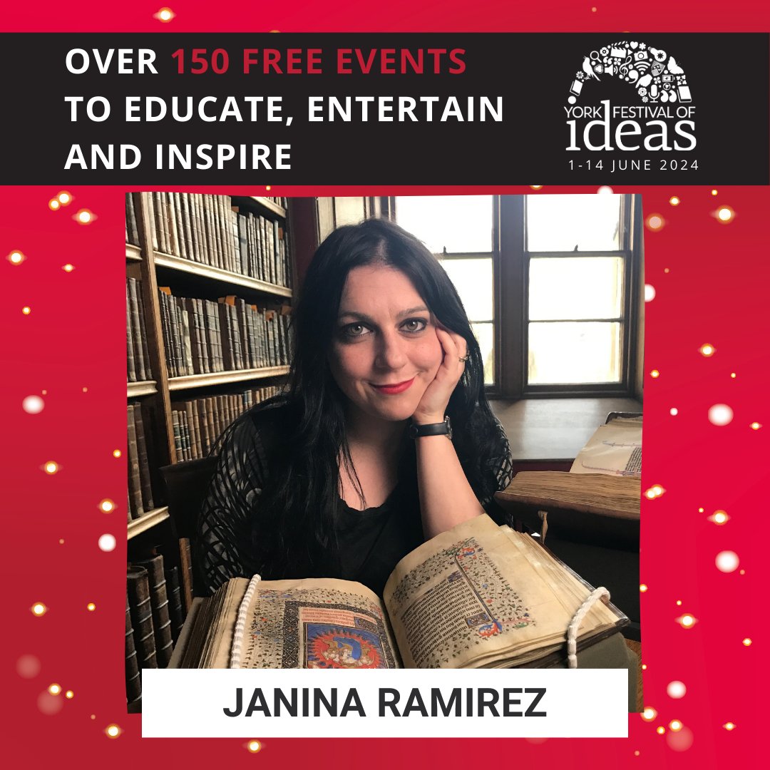 💡👀 We’re thrilled to welcome back art historian and broadcaster @DrJaninaRamirez to this year’s festival. She’s promised we’ll see the medieval world with fresh eyes as she introduces the stories of some remarkable women struck out of historical records. #YorkIdeas