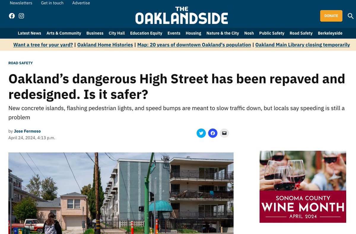 Have you checked out The @Oaklandside article by @fermoso titled 'Oakland’s dangerous High Street has been repaved and redesigned. Is it safer?' 📰 ... ⤵️