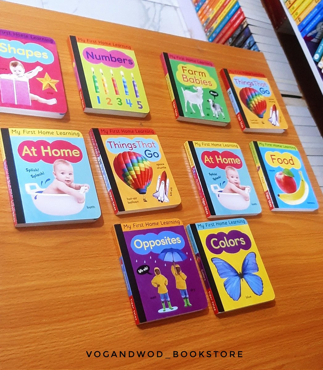 My first home learning
Shapes
Numbers
Colours
At home
Farm babies
Things that go
Food
Opposites and more

Available  in box set and singles

#vogandwodbooks
#vogandwodbookstore
#ikejabookshop
#bookstoresinlagos
#Myfirsthomelearningbooks
#Allyouneedisagoodbook
#readlearnknowgo