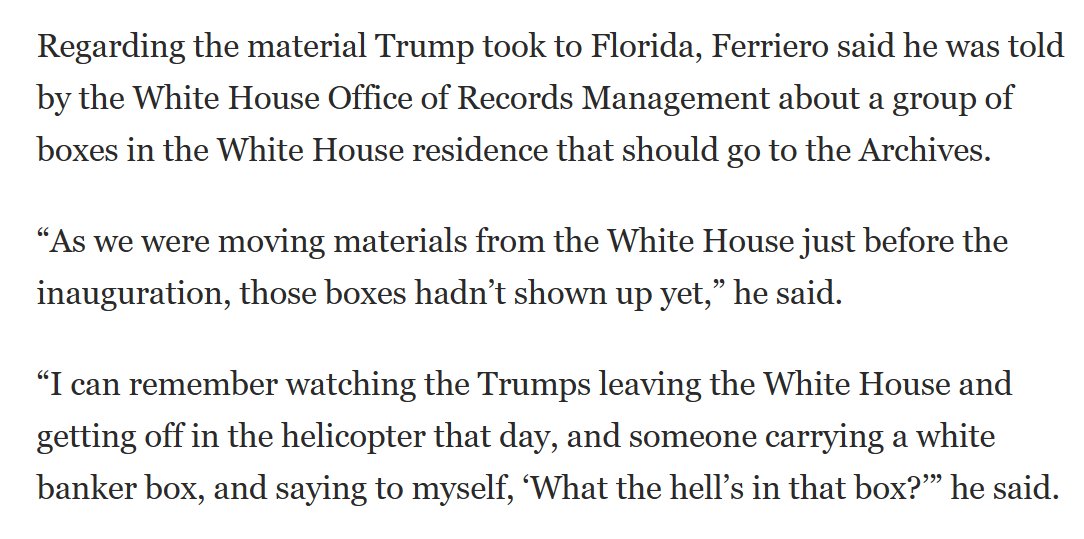 Unredacted filings show Ferriero demanding records shortly after Trump left office. He told Trump's team in June 2021 'he was running out of patience' and then warned them in August 2021 he was going to contact DOJ about (nonexistent) missing boxes. Another power hungry…