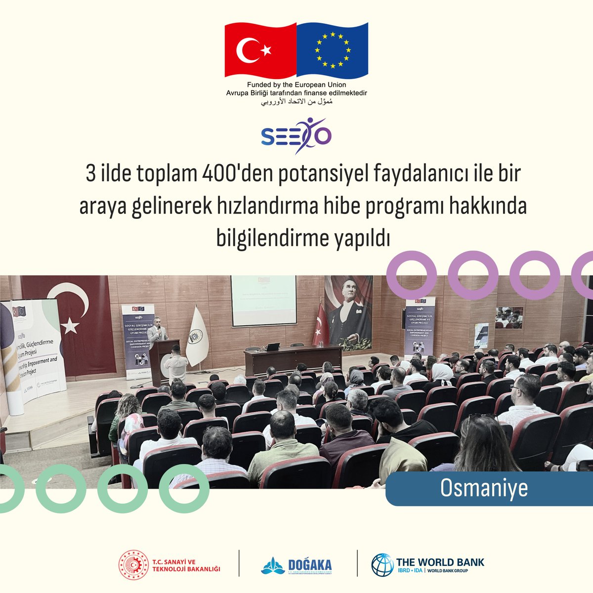 Potansiyel faydalanıcılar ve kamu kurumlarından temsilcileri ile Hatay, Osmaniye ve Kahramanmaraş'ta hızlandırma hibe programı tanıtıldı. 💼🚀 #SEECO

Başvuru: seeco-dogaka.paperform.co
Son tarih: 17.05.2024, 17.00

@EUDelegationTur @WorldBankTurkey @KalkinmaAjansGM @TCDOGAKA