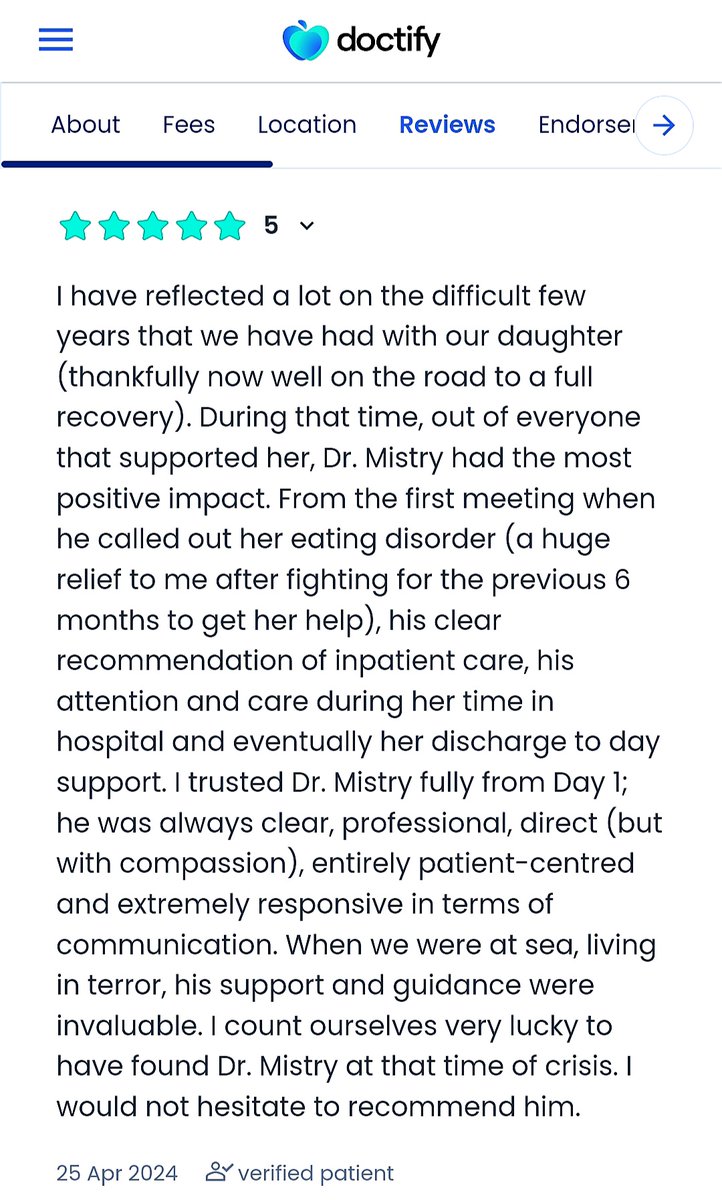 Always nice to hear from ex-patients/families when they have beaten an eating disorder and thriving in the community!

#eatingdisorders #recovery #psychiatrist