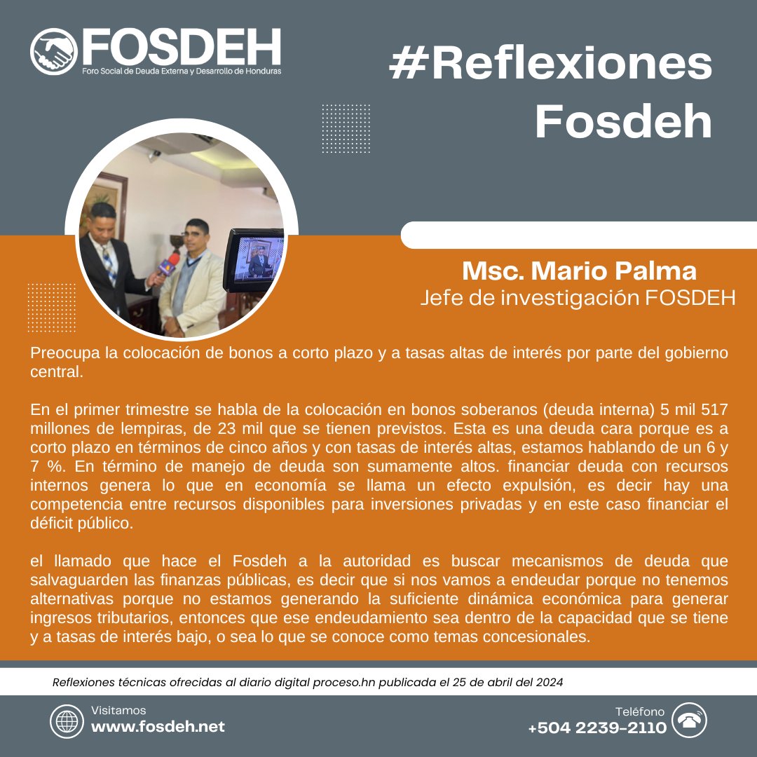 🚨 #Hondurass | En el primer trimestre, se ha hablado de una colocación de bonos soberanos por 5 mil 517 millones de lempiras, de un total previsto de 23 mil millones🚨 Nos preocupa la reciente colocación de bonos a corto plazo y altas tasas de interés por parte de las…