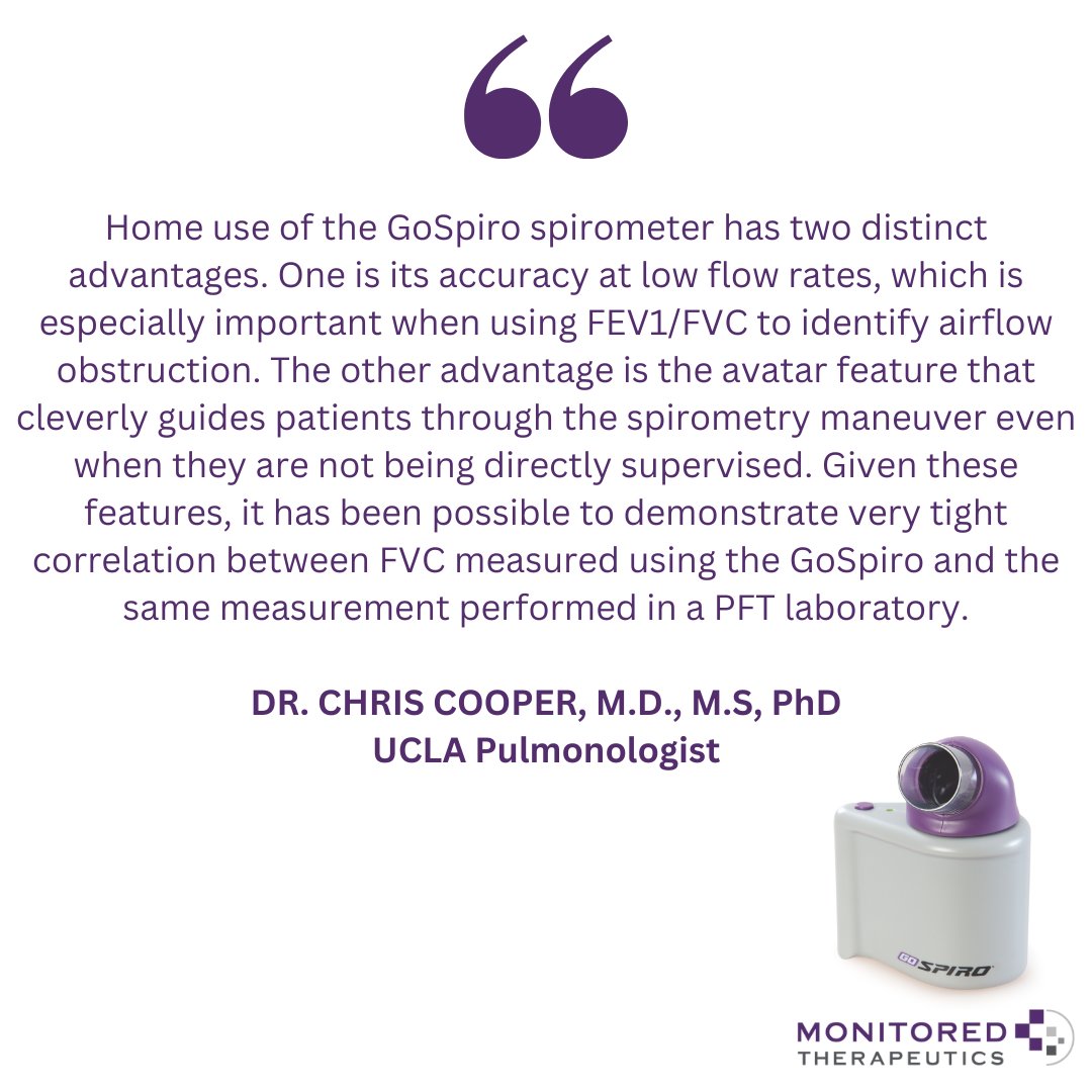 Happy Friday! Dr. Chris Cooper, M.D., M.S, PhD, UCLA Pulmonologist, shares his perspective on our GoSpiro® spirometer. Check it out below! #spirometry #lunghealth