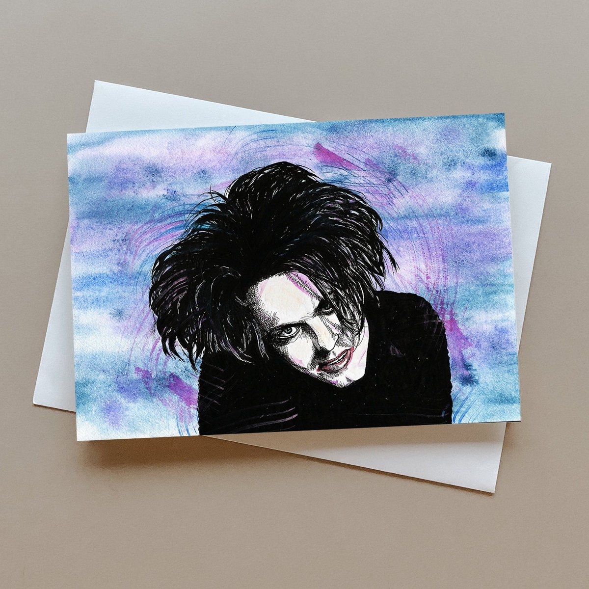 Robert Smith of The Cure greeting card | The Cure Gift | Goth | New Wave | 80s Music | Birthday Card | Cards tuppu.net/aea7ff74 #newWave #popCulture #wallArt #giftideas #greetingcards #RobertSmithPrint