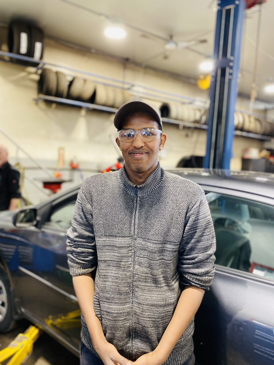 Mohamed is part of the Transportation SHSM at LBP. He is working hard at his placement with Speedy Auto! @LBPearsonOCSB