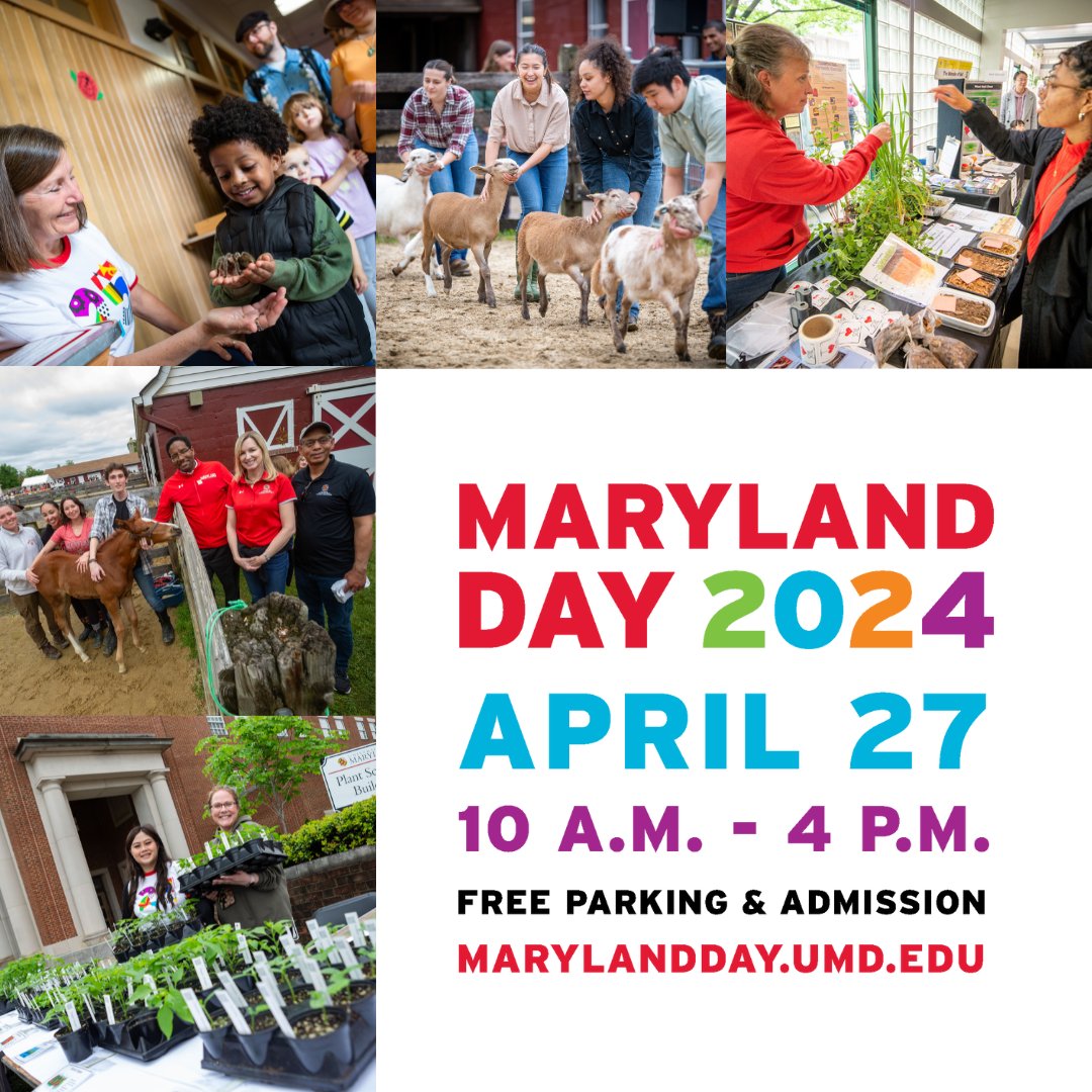 Bring family and friends to @UofMaryland's annual springtime open house, #MarylandDay this Saturday! Explore the exciting world of Ag Day Avenue, check out an @UMdExtension wild blue catfish cooking demo, @Maryland4H activities & much more! marylandday.umd.edu