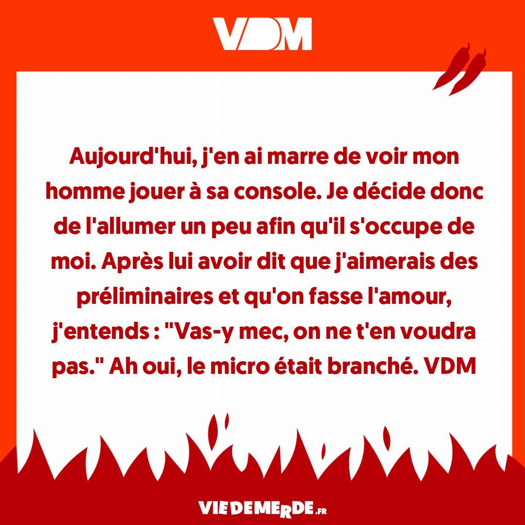 Partagez vos VDM ici : viedemerde.fr/?submit=1 et/ou téléchargez l'appli VDM officielle - viedemerde.fr/app