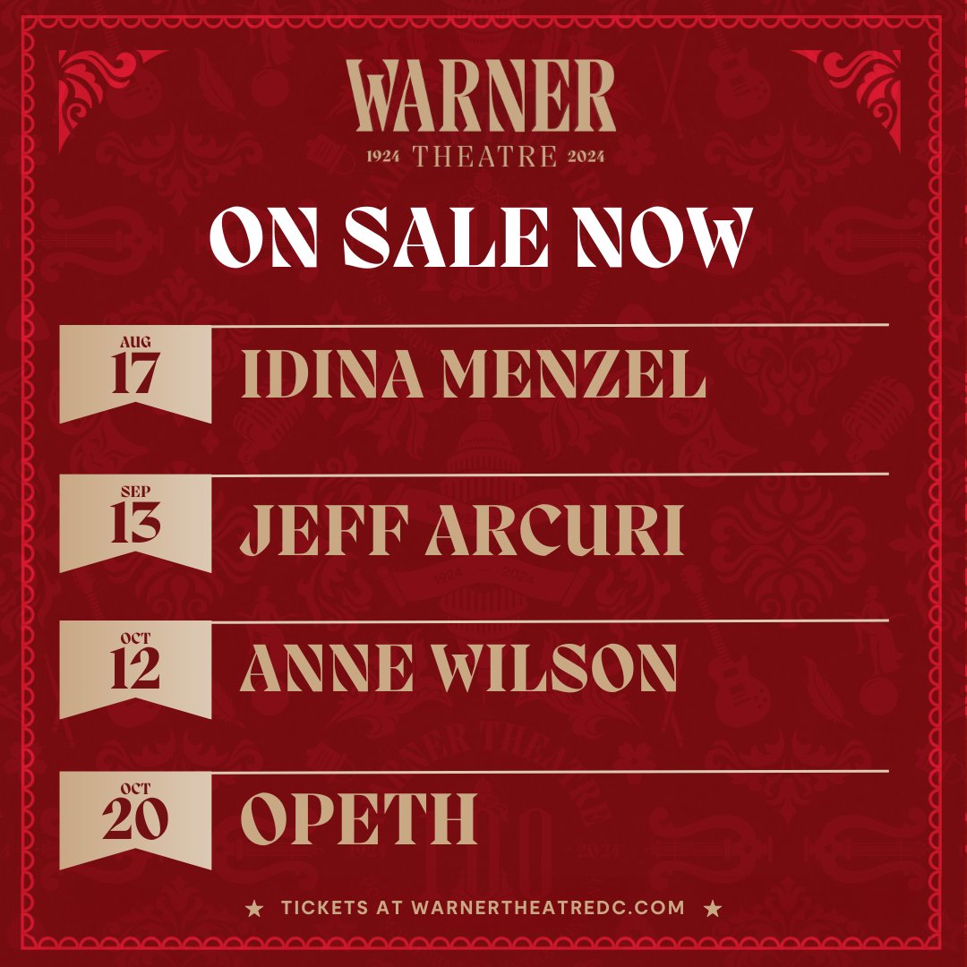 ON SALE NOW ‼️ ⭐ Idina Menzel: Take Me Or Leave Me ⭐ Jeff Arcuri: The Full Beans Fall Tour ⭐ Anne Wilson: The REBEL Tour ⭐ OPETH: North American Tour 2024 🎟️ Get tickets here: livemu.sc/4dgnsmG