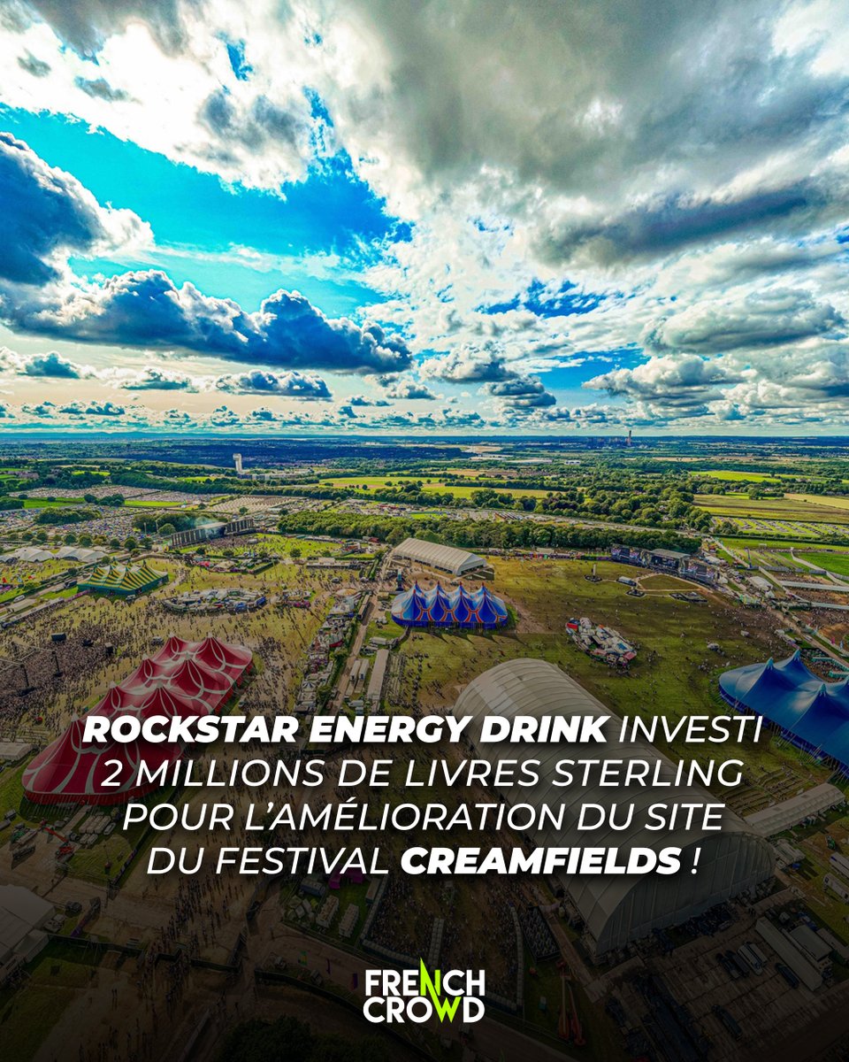 -@RockstarEnergy, le nouveau naming de @Creamfields investi 2M£ pour l'amélioration des infrastructures du festival : mainstage couverte, passerelles, + d'hébergements, systèmes de drainage... 🇬🇧 💸