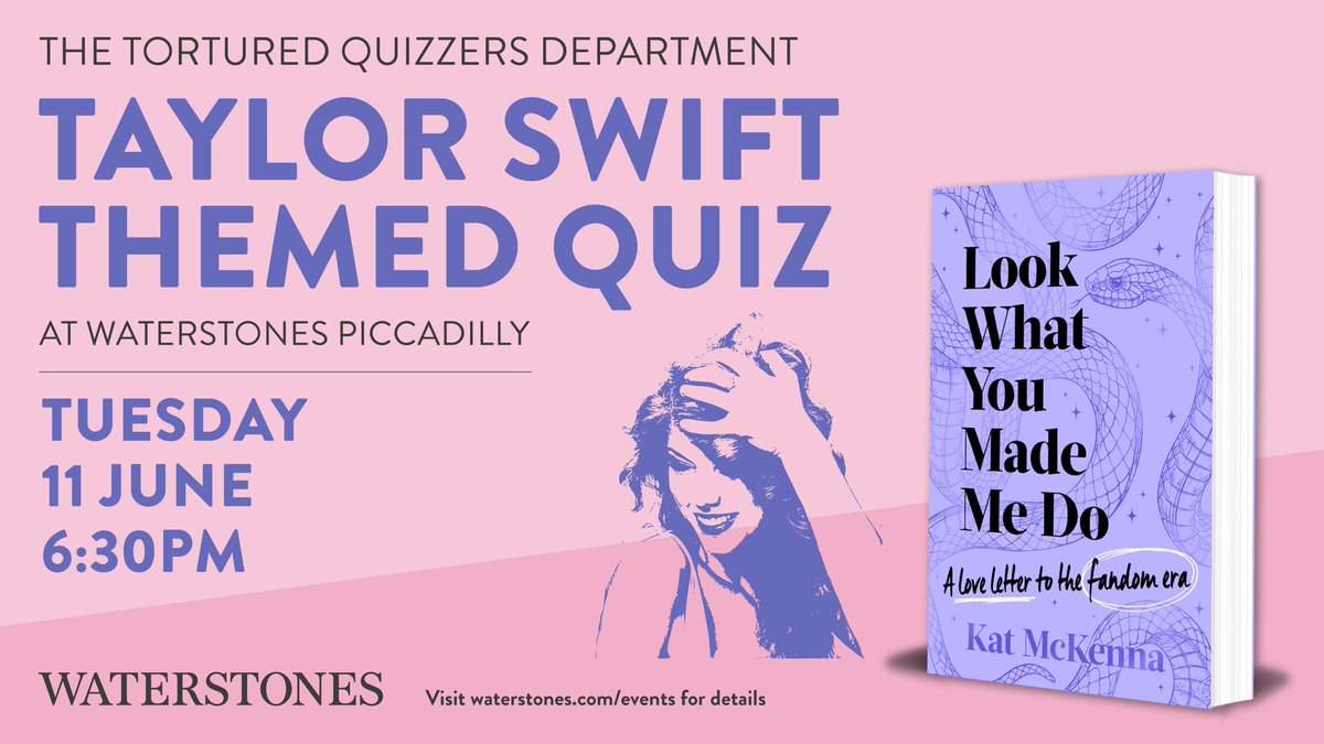 It’s been a week since The Tortured Poets Department landed… so get ready for the ultimate Taylor Swift test, and bring your best guess, fearless, with author of Look What You Made Me Do, @katmckenna_ 💜 Tickets here ➡️ bit.ly/44dlHm5