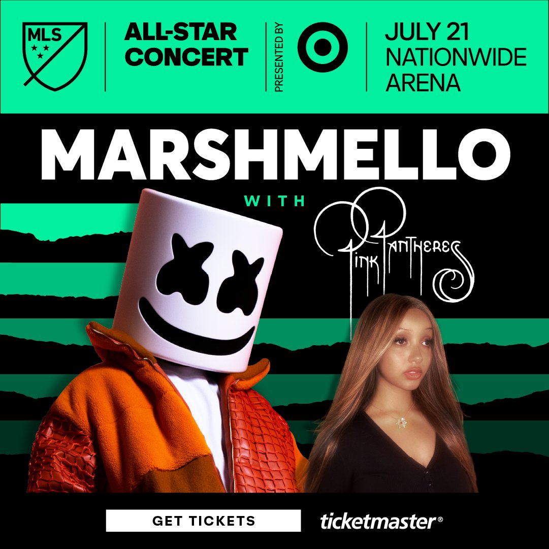 Come party with us in Columbus! 🎶🎟 Tickets for the MLS All-Star Concert pres. by Target with Marshmello and Pink Pantheress are on sale NOW: soc.cr/49ZRFmW