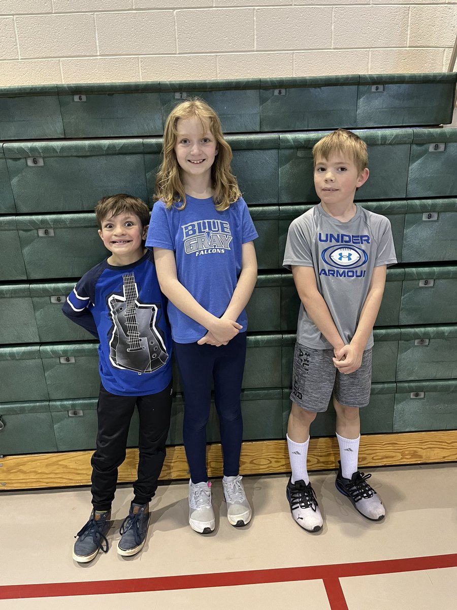 Ebenezer Elementary School is starting the 1/2 mile & 1 mile runs this spring. Cullen Ryan (3:56), Lincoln Artz (4:13), & Kaitlyn Karli (4:42) go 1-2-3 in Mrs. Breidenstine’s class. Let’s Go 💯