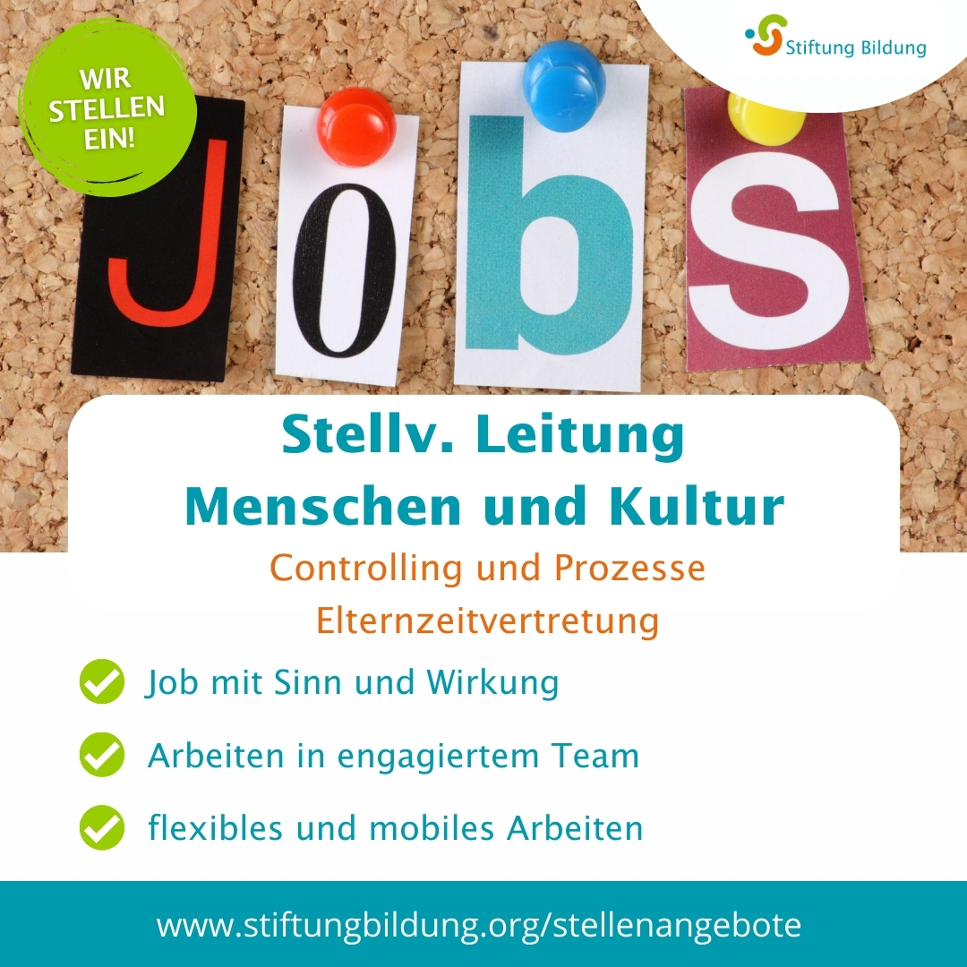 Du begeisterst dich für #Personalentwicklung? Dann setz dich mit uns für beste Bildung ein und bewirb dich als stellv. Leitung im Team Menschen und Kultur. Wir freuen uns auf dich!  

stiftungbildung.org/stellenangebote

#JobmitSinn #Jobangebot #Stellenanzeige #NGO #Job #Stellenanzeige