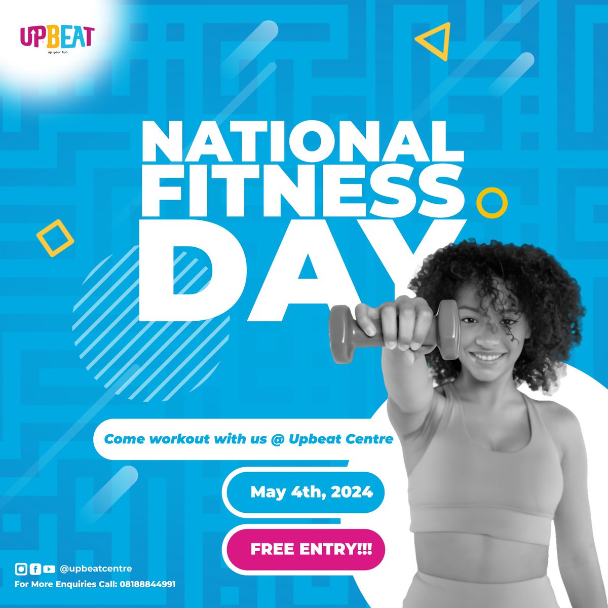 Come celebrate National Fitness Day with us at Upbeat Centre on May 4th! 

 #NationalFitnessDay #FreeFitnessDay #Upbeatcentre  #fyp #explore #events #funactivities #funfitness #lekki #lagos