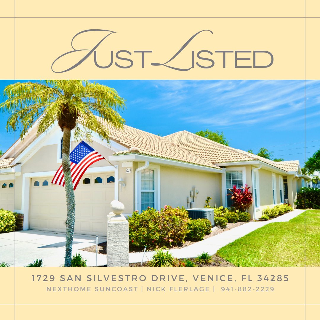 💥JUST LISTED💥

📍1729 San Silvestro Drive
Venice, FL 34285

💲4️⃣3️⃣9️⃣,0️⃣0️⃣0️⃣
3 🛏️ 2 🛁 2 🚗

NextHome Suncoast
Nick Flerlage
👇Additional Information👇
nexthomesuncoast.com/details.php?ml…

#homesforsale #VeniceFL #selling #listing #realestate #property #homeseller #NextHomeSuncoast