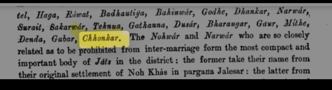 @KshatriyaVBV Read Mathura gazetteer, no Chhonkar Rajput in Mathura. Chhonkar Rajputs are found in Jewar. Chhonkar Jats are present in Mathura and Agra. They also held the pargana of Achnera. Known by the title of Rawat.