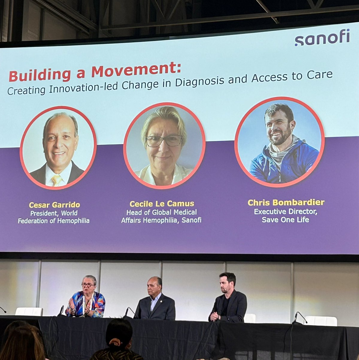 SaveOneLifeInc's tweet image. On Wednesday, Chris had the opportunity to participate in a panel at #WFHCongress2024! 

He spoke with Cesar Garrido and Cecile Le Camus about advocacy and making change in the global bleeding disorder community. This was a part Sanofi’s Hemophilia Changemakers Series.