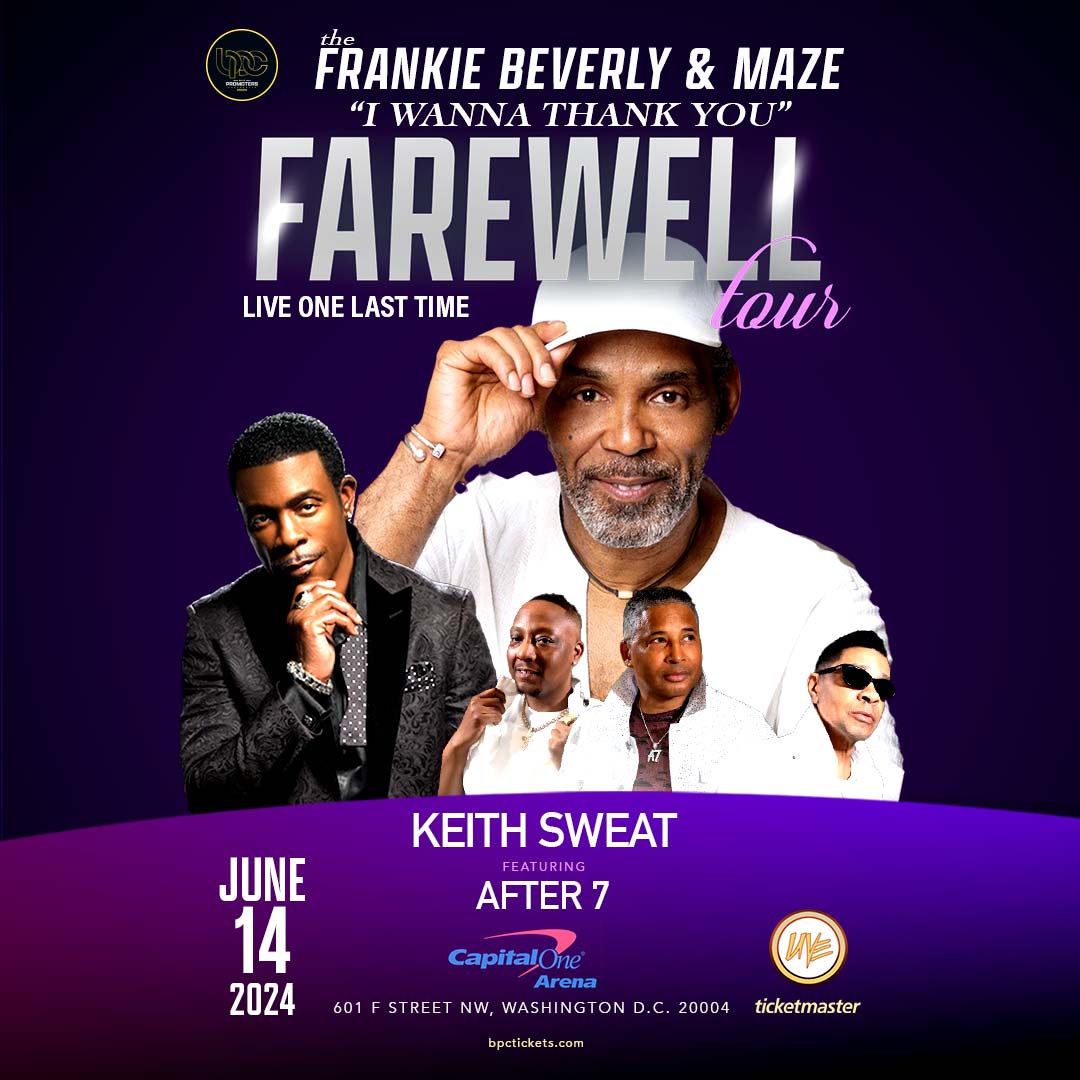 The Frankie Beverly & Maze Farewell Tour co-starring Keith Sweat and featuring After 7 is on sale now. See Frankie Beverly perform one last time on June 14th. 🎟️: bit.ly/3w8bVVE
