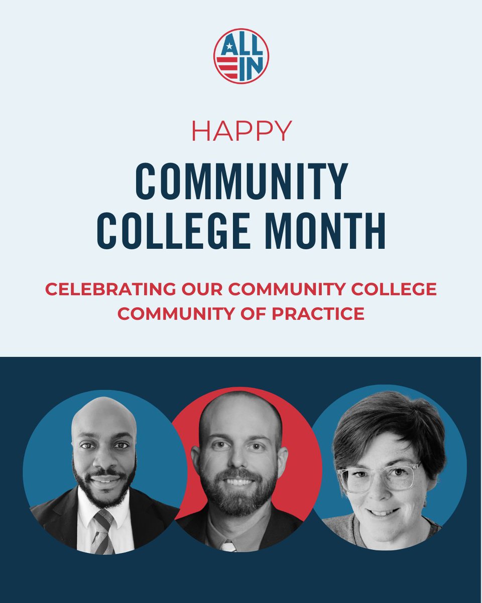 Happy #CCMonth! Join us in celebrating the work of community colleges that support traditional and non-traditional students in their personal and professional growth. Preparation includes engaging students in the democratic process! Learn more: allin.vote/COP