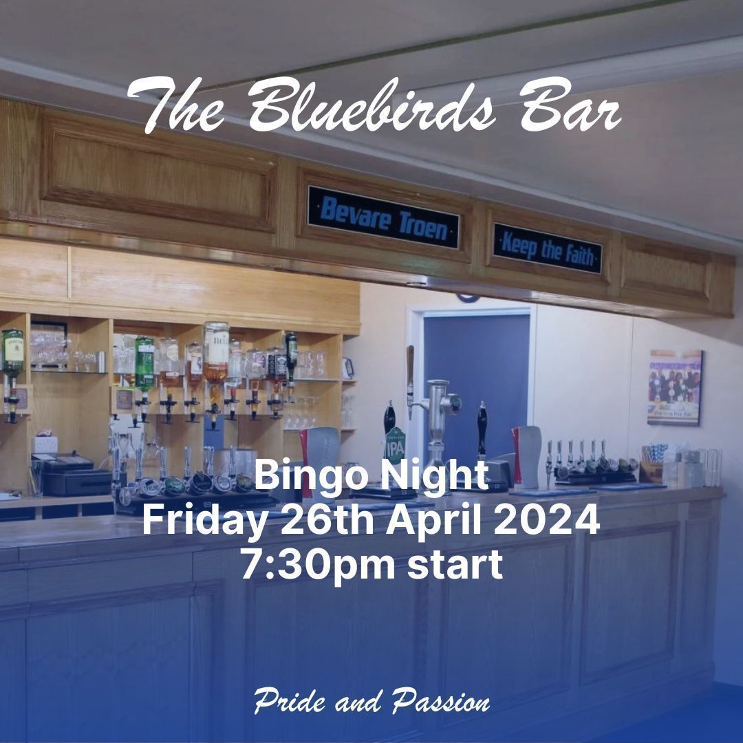 🍻 𝗧𝗵𝗲 𝗕𝗹𝘂𝗲𝗯𝗶𝗿𝗱𝘀 𝗕𝗮𝗿 | Join us for an Bingo Night at #TheTSStadium tonight at 7:30pm! 

Come and join the fun with us. Click the link below for further details! 👇🎱 

🔗 chippenhamtown.com/event/bingo-ni… 

#BlueArmy 💙