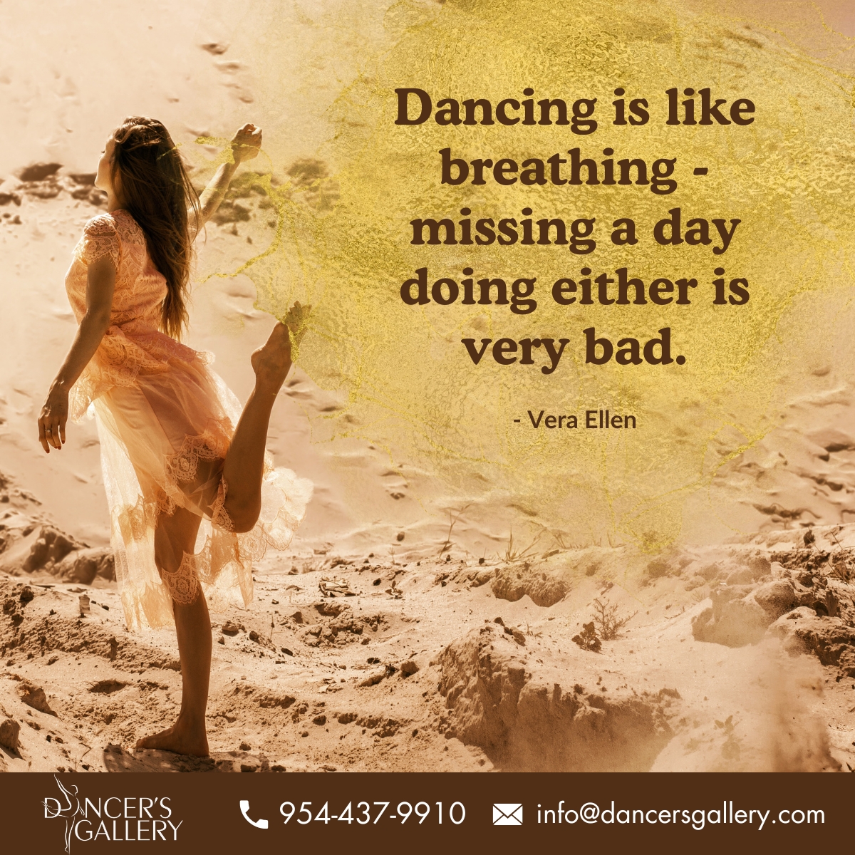 “Dancing is like breathing - missing a day doing either is very bad.”  - Vera Ellen

#quoteoftheday #dancestudiomiami #danceclasses #dancelover #dancelove #dancegoals #dancelife #lovefordance #miamidanceclasses #coopercitydancestudio #dancestudiocoopercity #davieflorida