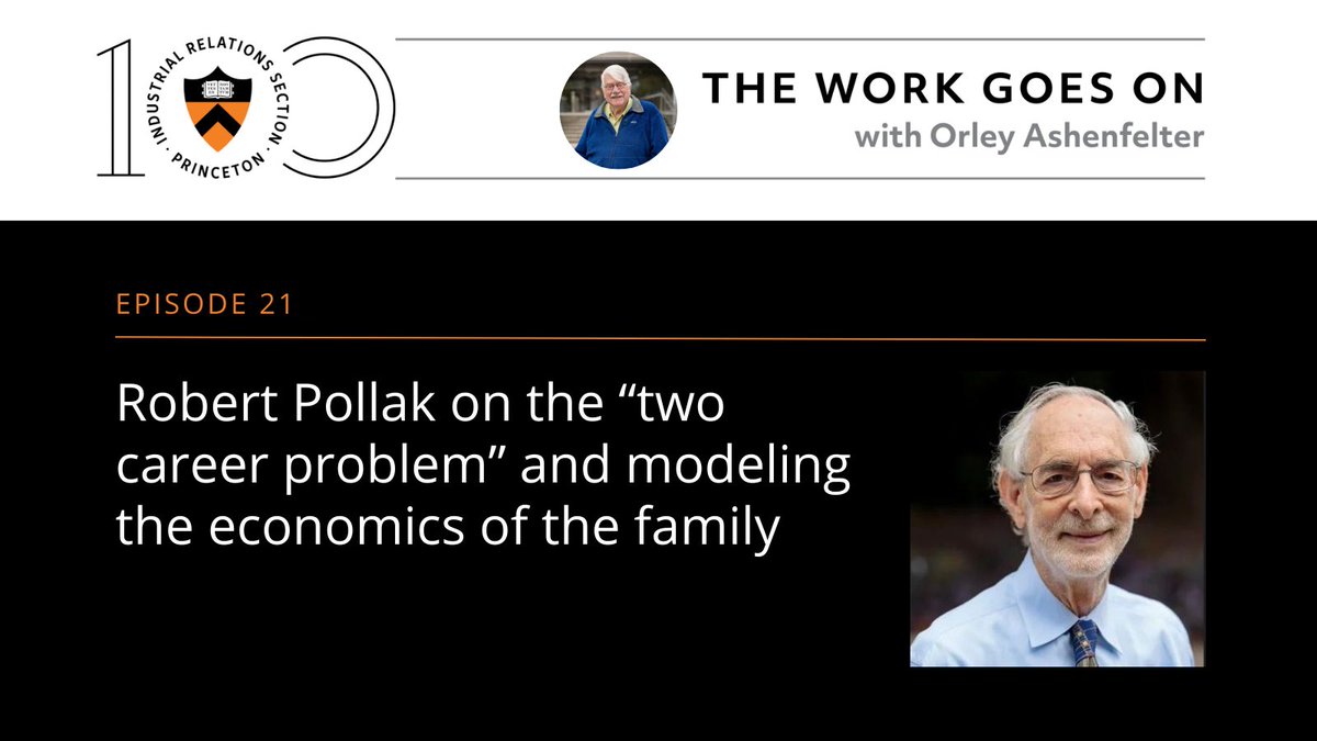 Listen: Robert Pollak talks to Orley Ashenfelter about his work modeling economic decisions within families, often with @ShellyJLundberg, which began with a study of the British child benefit developed by Britain's Labour Party in the mid-1970s. bit.ly/4854ig4