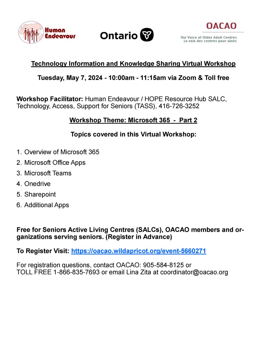 🌟 Join us for our upcoming Technology Information & Knowledge Sharing Virtual Workshop on May 7, 2024! 🌐 In Part 2 of our series, we will be diving deeper into Microsoft 365. Don't miss this opportunity to enhance your skills & knowledge from 10am -11:15am. #VirtualWorkshop 💻