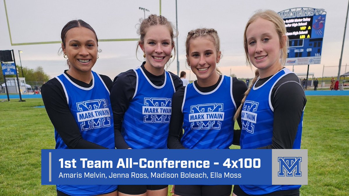 MarkTwainTigers's tweet photo. EMO ALL-CONFERNCE GIRLS TRACK HONORS!!!

Jenna Ross - 1st Team 200M

Ella Moss - 1st Team Long Jump/2nd Team Triple Jump

4x100 - 1st Team
Amaris Melvin, Jenna Ross, Madison Boleach, Ella Moss https://t.co/VCOukPuE3b
