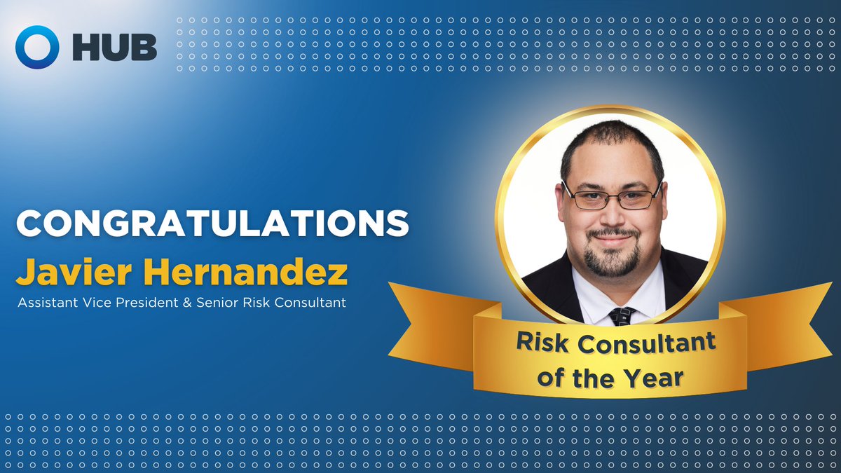 We're thrilled to congratulate Javier Hernandez for being awarded the prestigious title of HUB's Risk Consultant of the Year! 🏆 His passion, dedication and larger-than-life personality truly exemplify #LifeAtHUB. Congratulations, Javier! #HUBRiskConsultantOfTheYear
