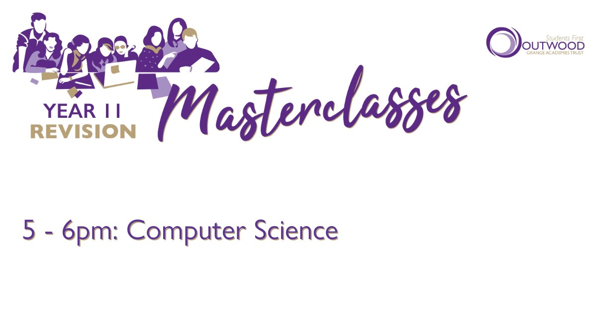 ⏳ TONIGHT! ⏳ Year 11 GCSE Revision Masterclasses! 💜 💻 Hour-long webinars ☑️ Led by expert subject Directors Check out the full timetable for the week ahead here: 🖱️ outwood.com/revision-maste… #OutwoodFamily💜