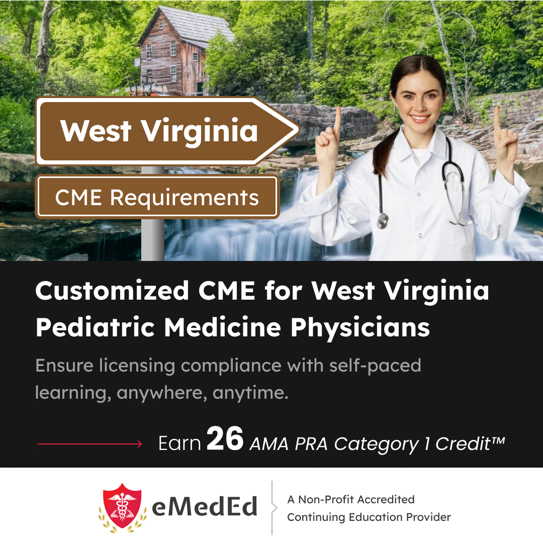 🌟 Explore the 'Pediatric Medicine CME Bundle' tailored for West Virginia Physicians! 🌟- bit.ly/3JxfeJb  
Join the advancing pediatric healthcare excellence!   #CMEBundle #Genetics #Psychiatry #Oncology #Neurology #meded #eMedEd