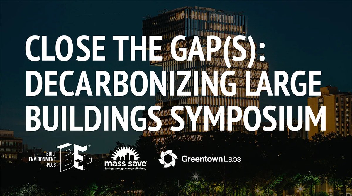 Struggling to decarbonize large buildings? You’re not alone. This symposium on 5/1 will address knowledge gaps through short training sessions on strategies & technologies to overcome current obstacles in decarbonizing large buildings. Register at builtenvironmentplus.org/event/close-th…