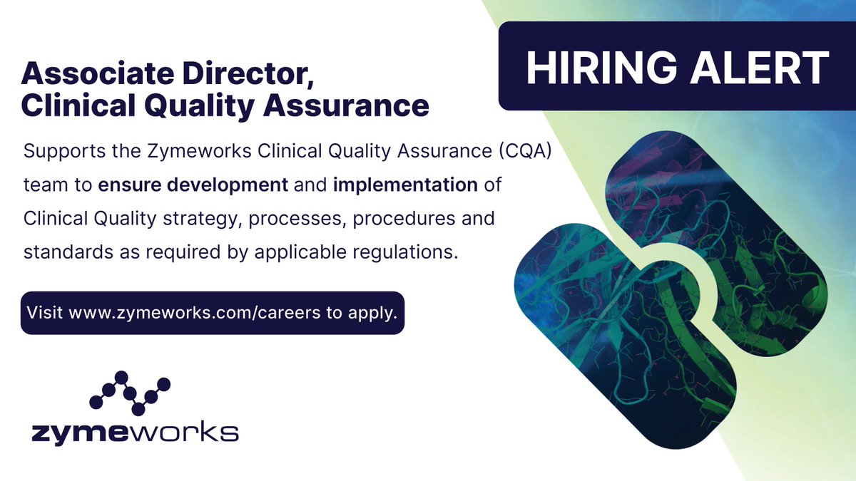 We’re searching for an Associate Director, Clinical Quality Assurance, to be based in our Redwood City office and take a leadership role on our Clinical Quality Assurance team. For more details on the role, visit careers.zymeworks.com/job/San-Franci…