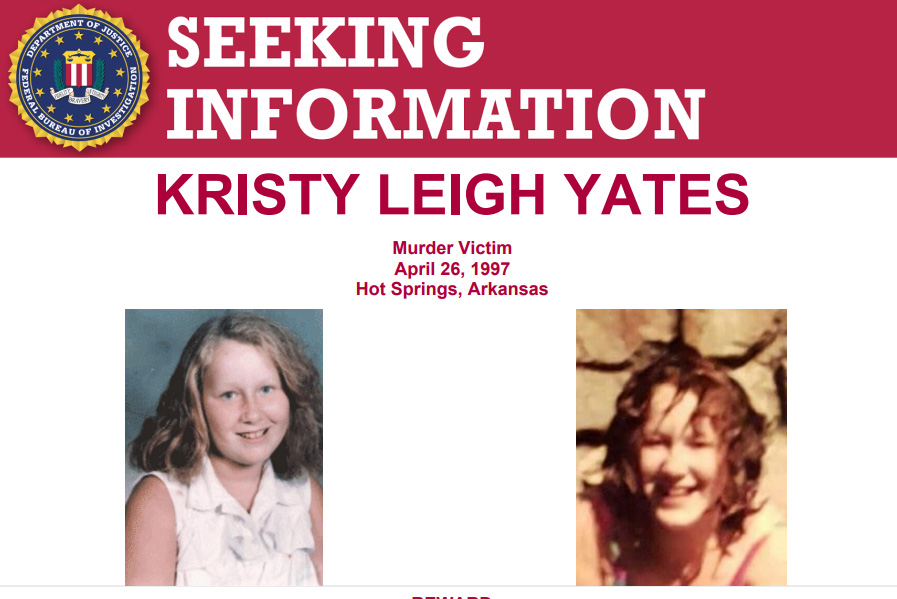 The #FBI offers a reward of up to $25,000 for info leading to the arrest and conviction of those responsible for the death of Kristy Leigh Yates. On April 26, 1997, the body of 15-year-old Kristy was discovered in northern Garland County, Arkansas: fbi.gov/wanted/seeking…
