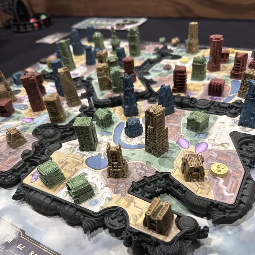 Look what KS arrived last night, 35 minutes before game night started from @roxleygames! Amazing production and great decisions! Felt a little like playing chess, with constant auctions. We'll be featuring Skyrise in an upcoming podcast episode! #boardgames