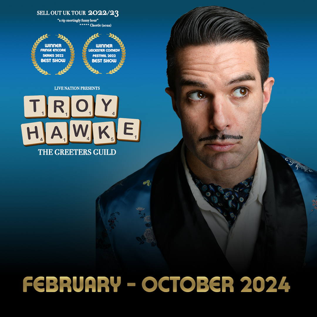 TROY HAWKE Fri 21 June 2024 | 8pm Everyone’s favourite 1930’s throwback greetings and compliments aficionado Troy Hawke returns to theatres nationwide with his brand new show! 🎟️ Tickets are on sale here 👉 engineshed.co.uk/events/id/1776…