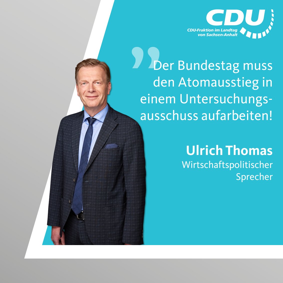 Der wirtschaftspolitische Sprecher @ulithomas fordert angesichts der Vorgänge um den deutschen #Atomausstieg einen Untersuchungsausschuss im Bundestag. Mehr dazu in der Pressemitteilung unter cdufraktion.de/2024/thomas-bu… #Habeck