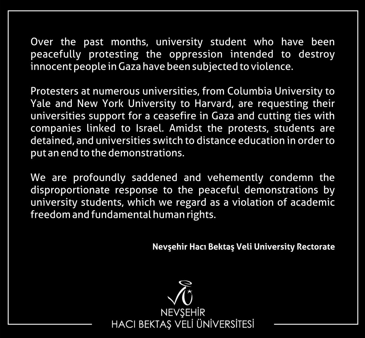 Gazze'deki insanlık dramını barışçıl bir şekilde protesto eden öğrencilere yönelik şiddeti kınıyoruz!