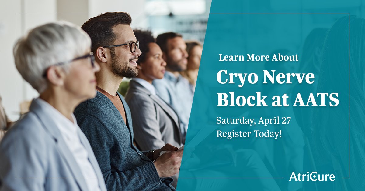 Discover Cryo Nerve Block at #AATS2024! Join us Saturday, 7 p.m., to explore its role in post-op pain management for thoracic procedures. Learn about its mechanism, patient referrals, and expectations, plus engage in a round table on professional experiences. Secure your spot:
