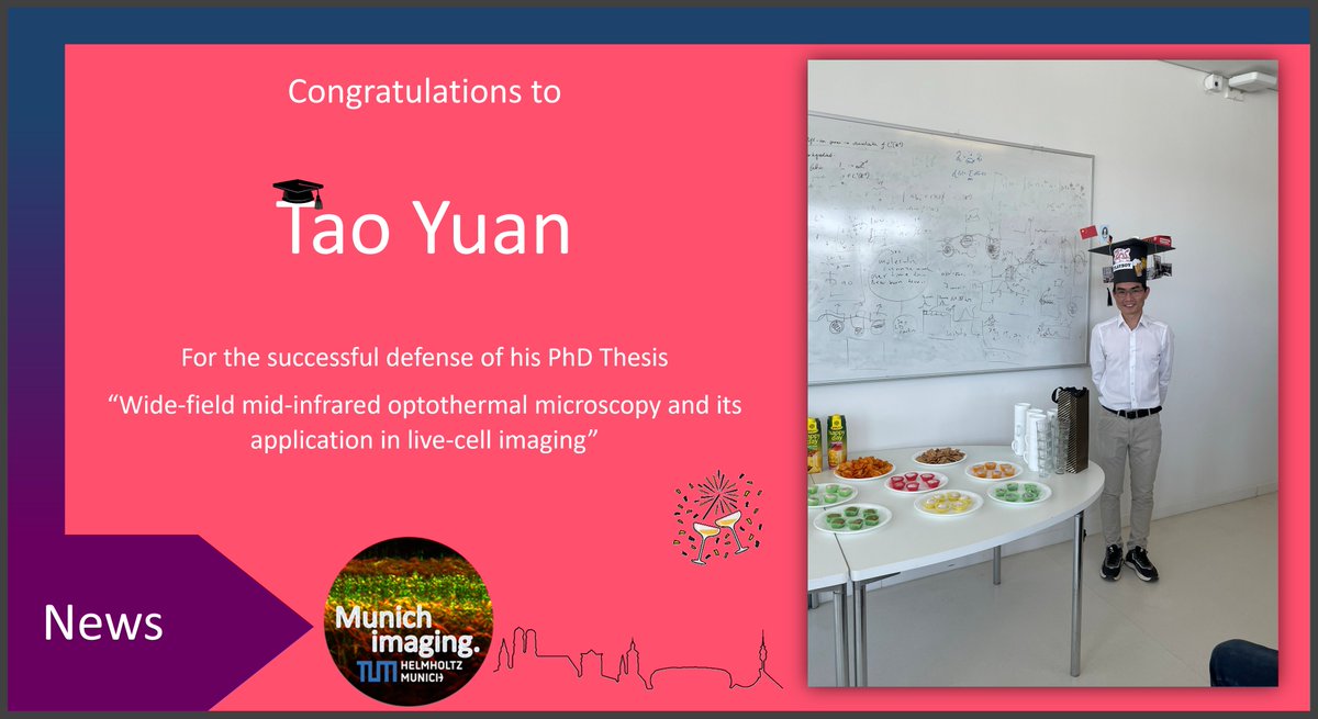MunichImaging's tweet photo. Congrats to Tao Yuan from @MunichImaging for the successful defense of your PhD Thesis
„Wide-field mid-infrared #optothermal #microscopy and its application in live-cell #imaging”!
Thanks to the committee Prof. Oliver Hayden, Prof. Vasilis Ntziachristos and Prof. Ghulam Destgeer https://t.co/4vbHpm8cIa