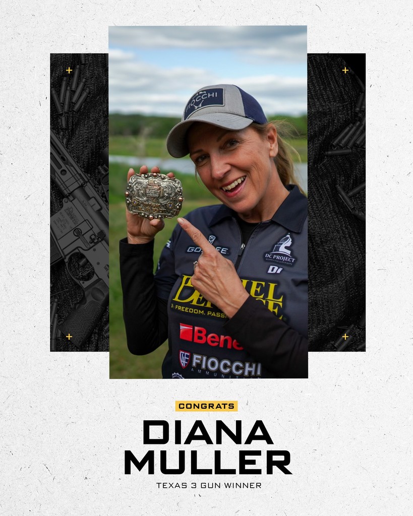 BUCKLE SECURED! Congrats to Dianna Muller on her Texas 3-Gun Championship WIN!