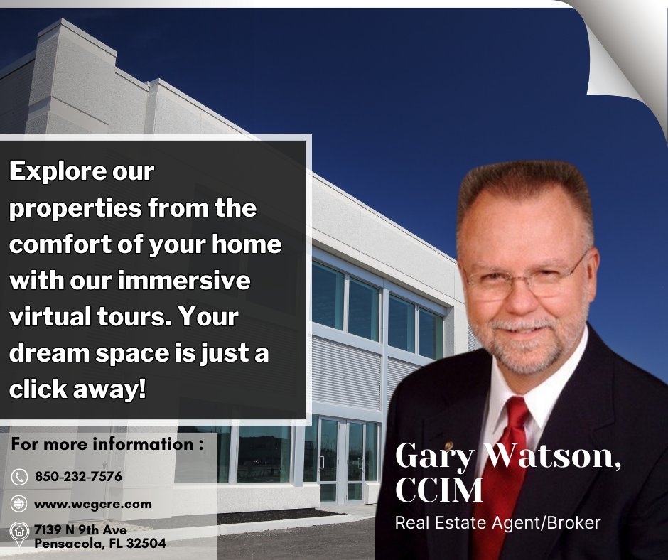 Dive into your future commercial space without leaving home! Watson Commercial Group invites you to experience our immersive virtual tours. With just a click, Gary Watson helps guide you to your dream property. Start exploring now! #VirtualTours #DreamSpace #CommercialRealEstate