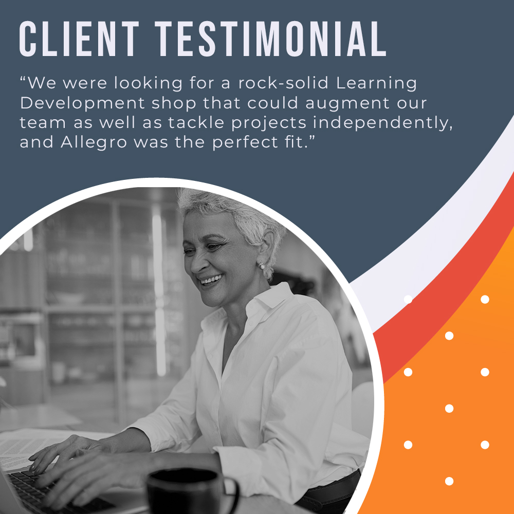 AllegroMedia614's tweet image. We understand the pressure of managing an internal training team during peak times, and support companies like Meta, Intuit and Samsung in developing their eLearning without overextending their resources. Let&apos;s explore how we can help your team too!  #elearning #elearningvendor