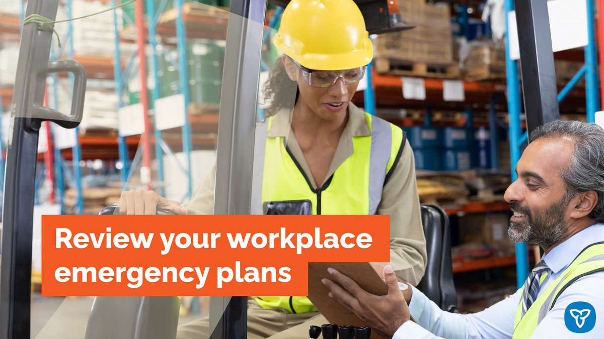 A prepared workplace is a safe workplace. Review & update emergency plans to #BePrepared for anything. Learn more: ontario.ca/BePrepared