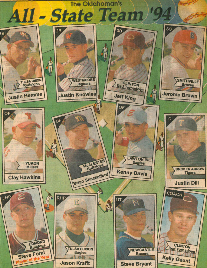 IWasAtTheGame's tweet photo. Flashback 30 years ago to 1994 
#OKPreps Baseball All-State Team from The Oklahoman

#OKPrepsBaseball1994 @OklahomanSports https://t.co/7wGMojrNkW